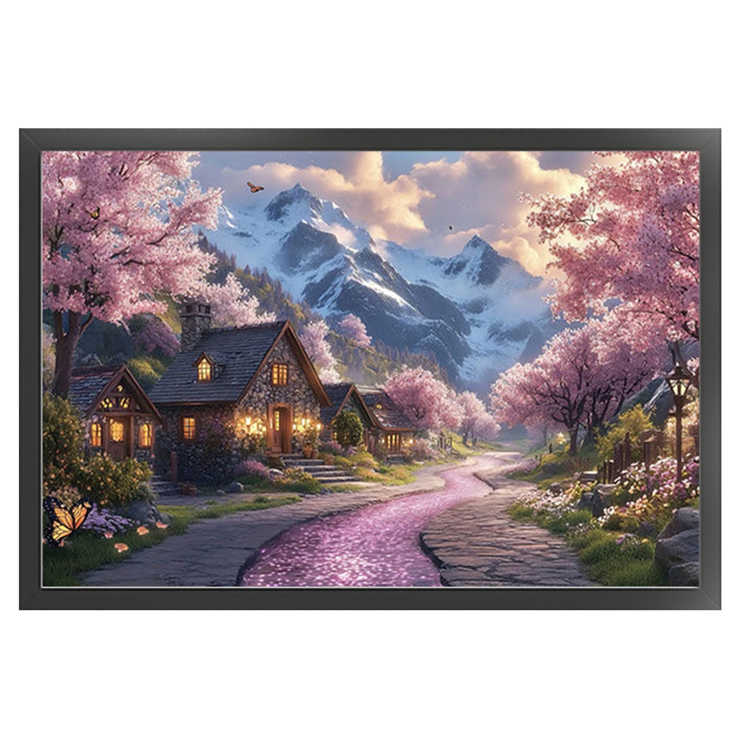 European Town - Spring - Full 11CT Stamped Cross Stitch 70x50CM - Mona Lisa