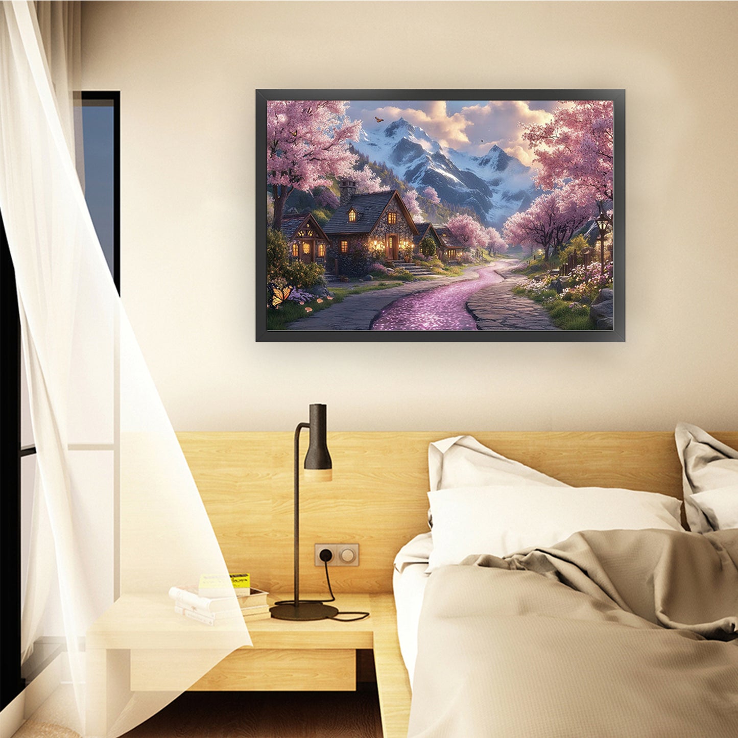 European Town - Spring - Full 11CT Stamped Cross Stitch 70x50CM - Mona Lisa