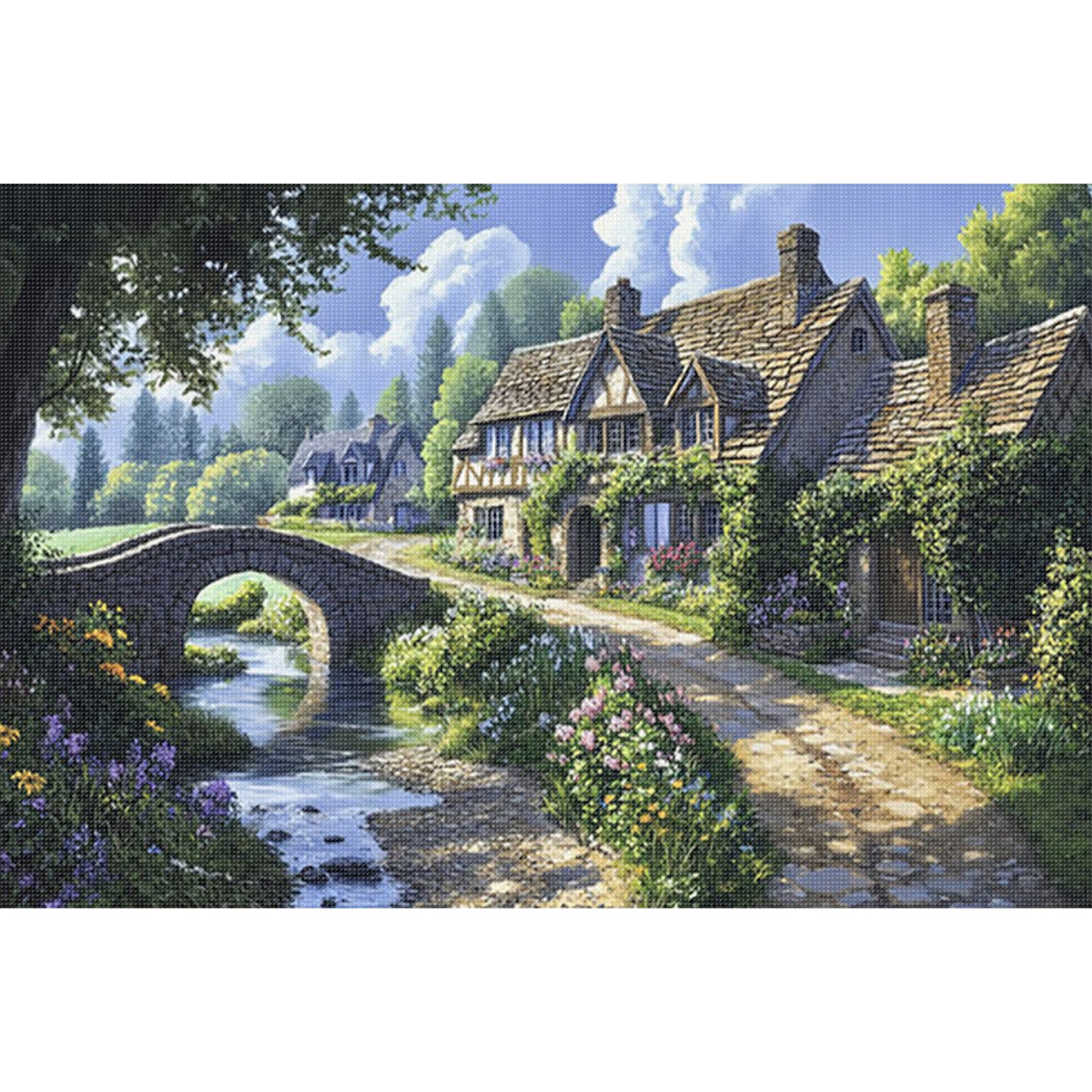 European Town - Summer - Full 11CT Stamped Cross Stitch 70x50CM - Mona Lisa