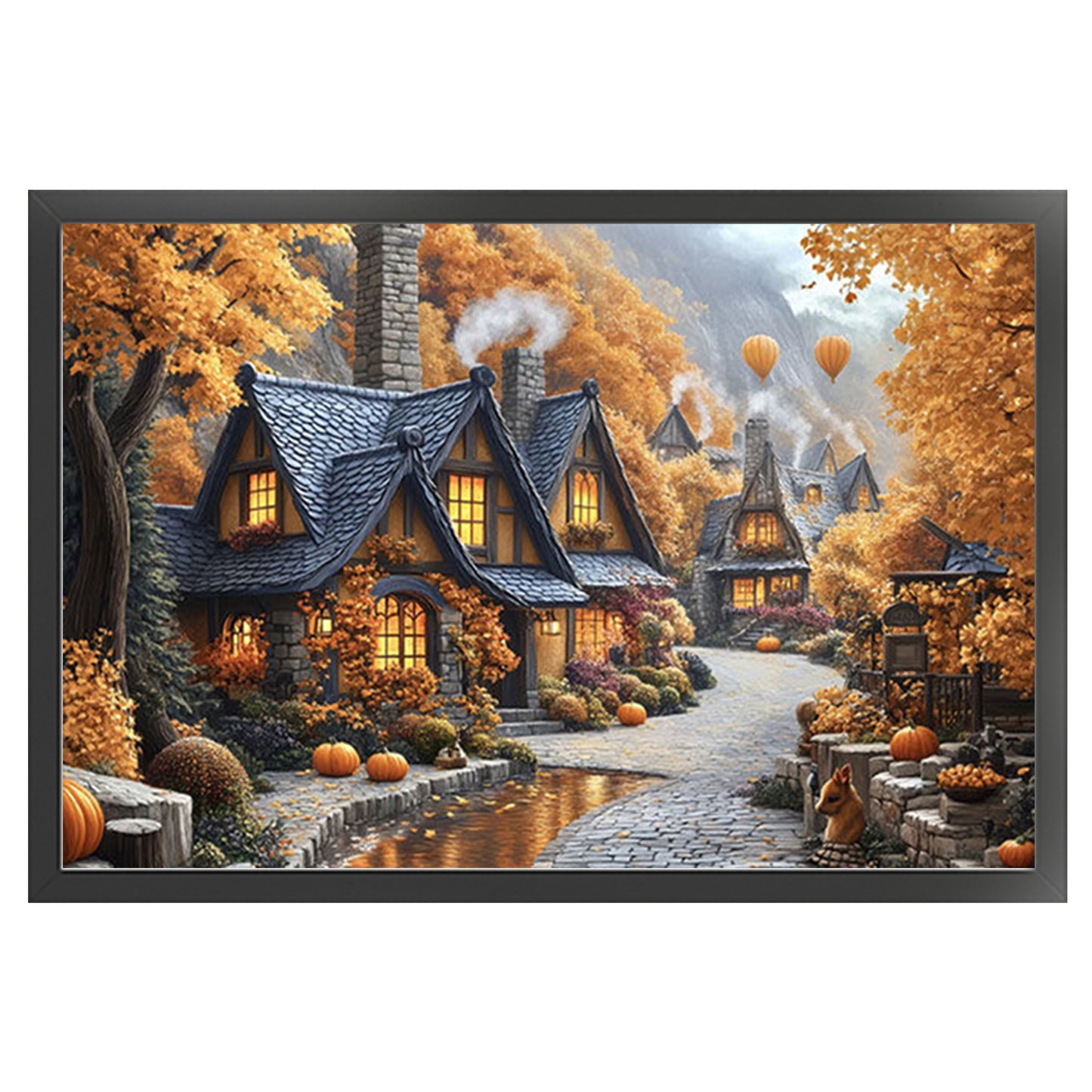 European Town - Autumn - Full 11CT Stamped Cross Stitch 70x50CM - Mona Lisa