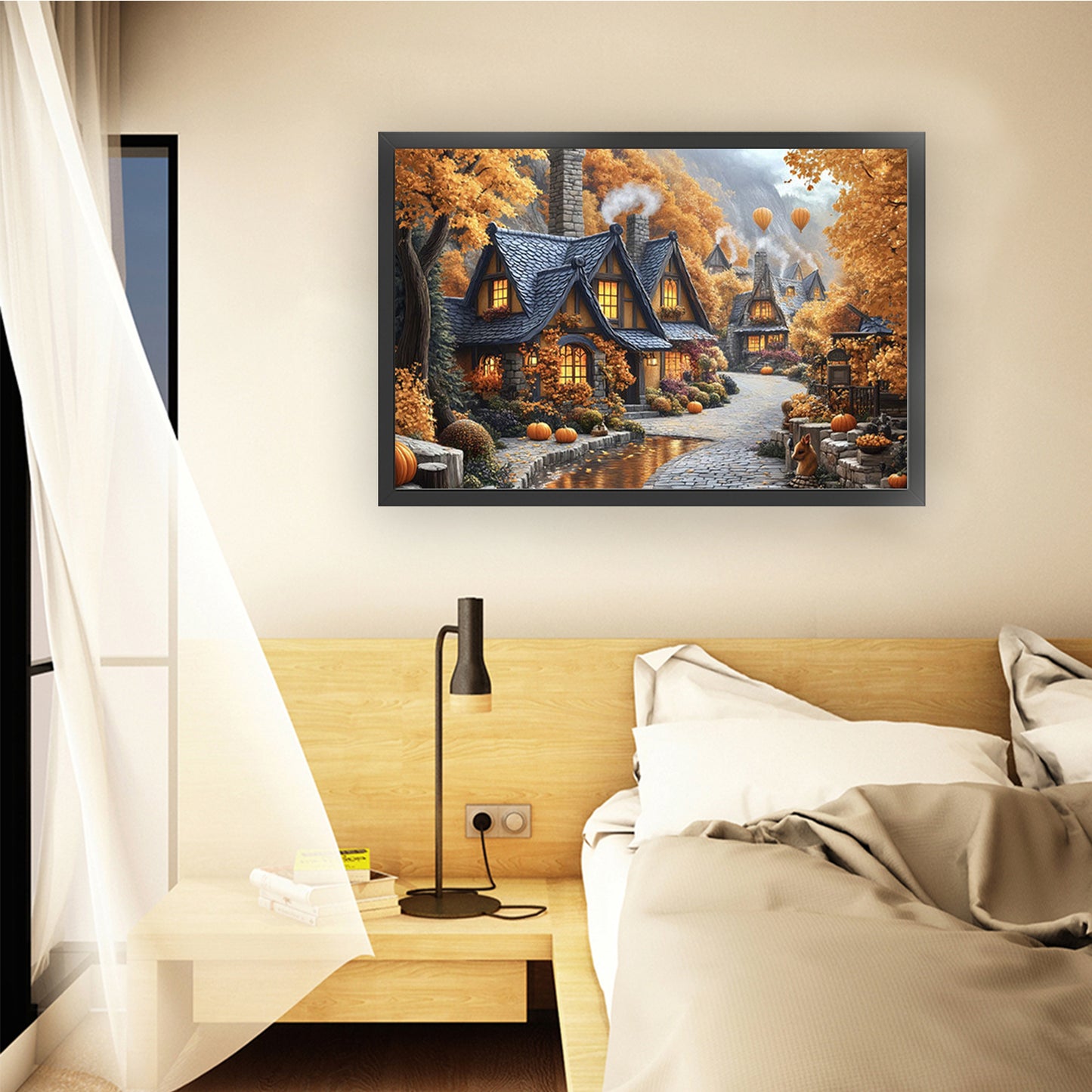 European Town - Autumn - Full 11CT Stamped Cross Stitch 70x50CM - Mona Lisa