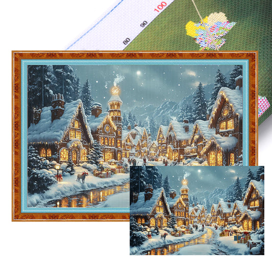 European Town - Winter - Full 11CT Stamped Cross Stitch 70x50CM - Mona Lisa