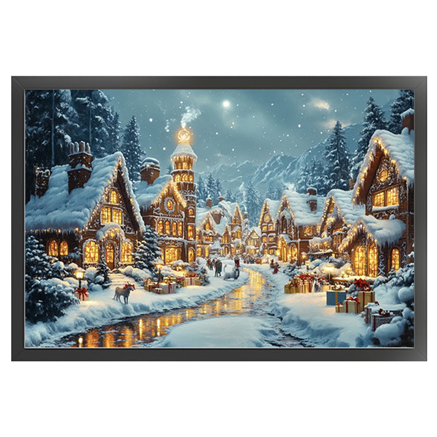 European Town - Winter - Full 11CT Stamped Cross Stitch 70x50CM - Mona Lisa