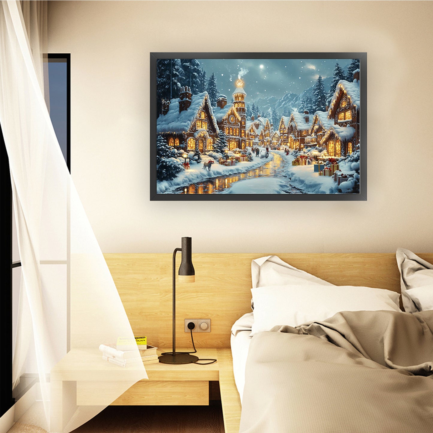 European Town - Winter - Full 11CT Stamped Cross Stitch 70x50CM - Mona Lisa
