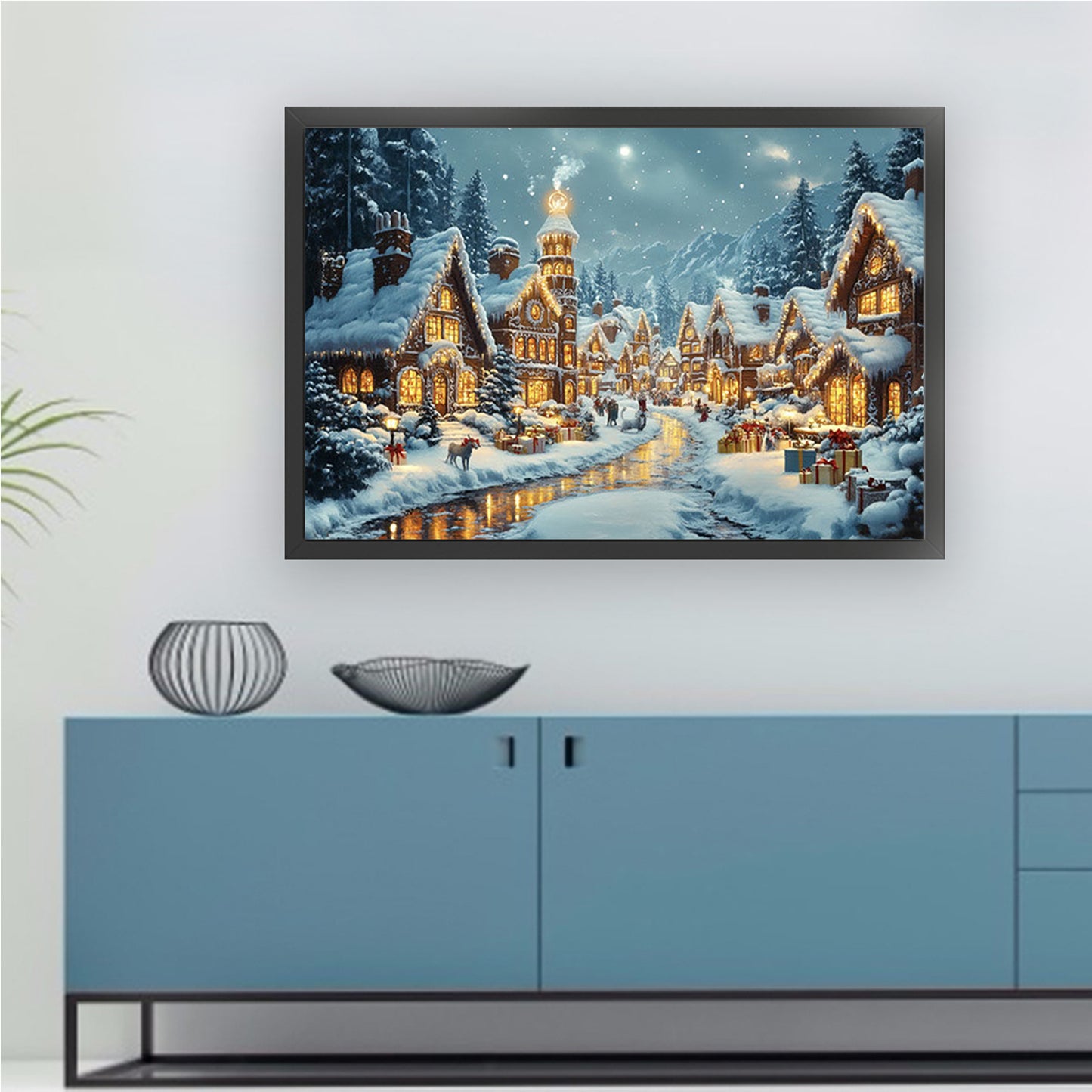 European Town - Winter - Full 11CT Stamped Cross Stitch 70x50CM - Mona Lisa