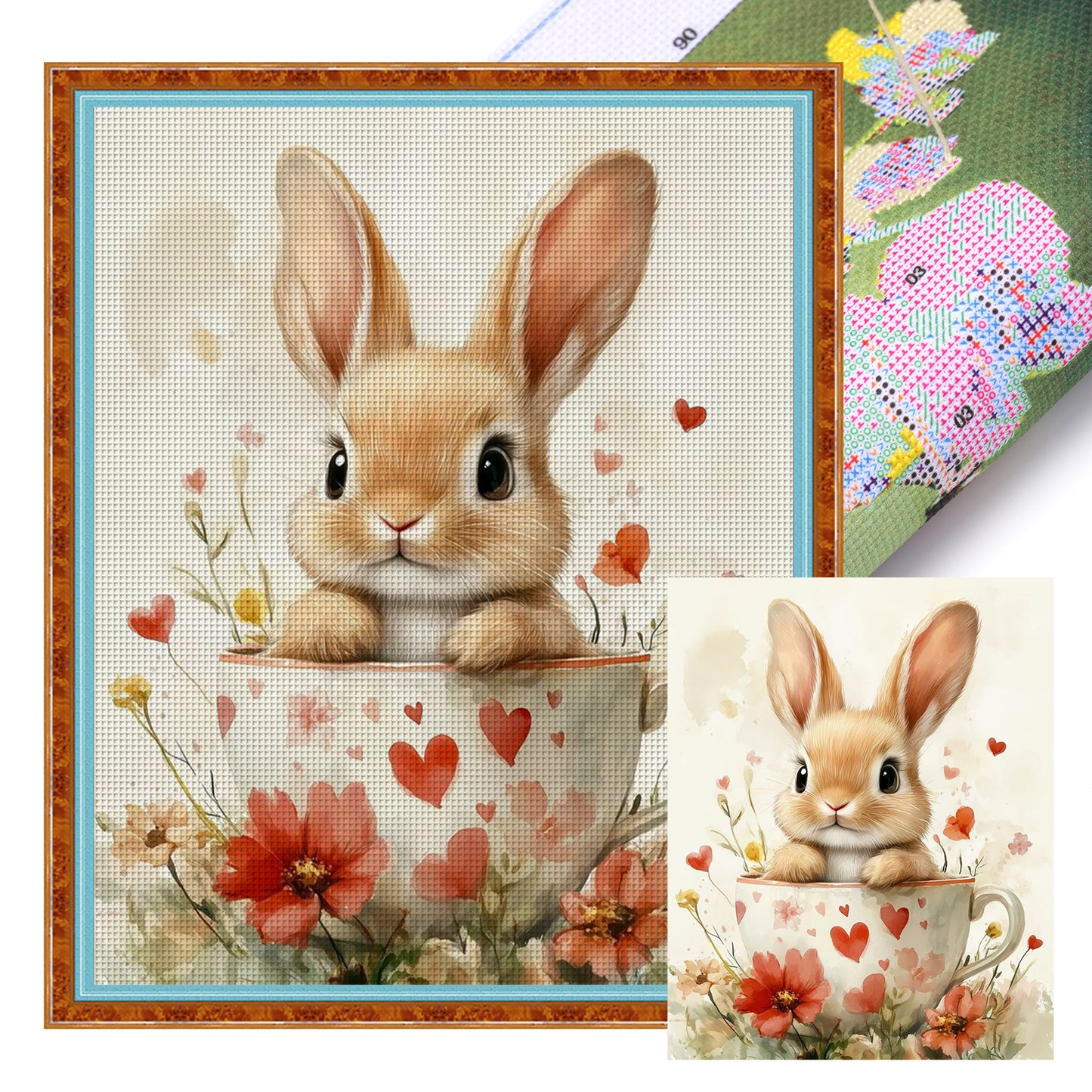Rabbit - Full 11CT Stamped Cross Stitch 40x50CM - Huacan
