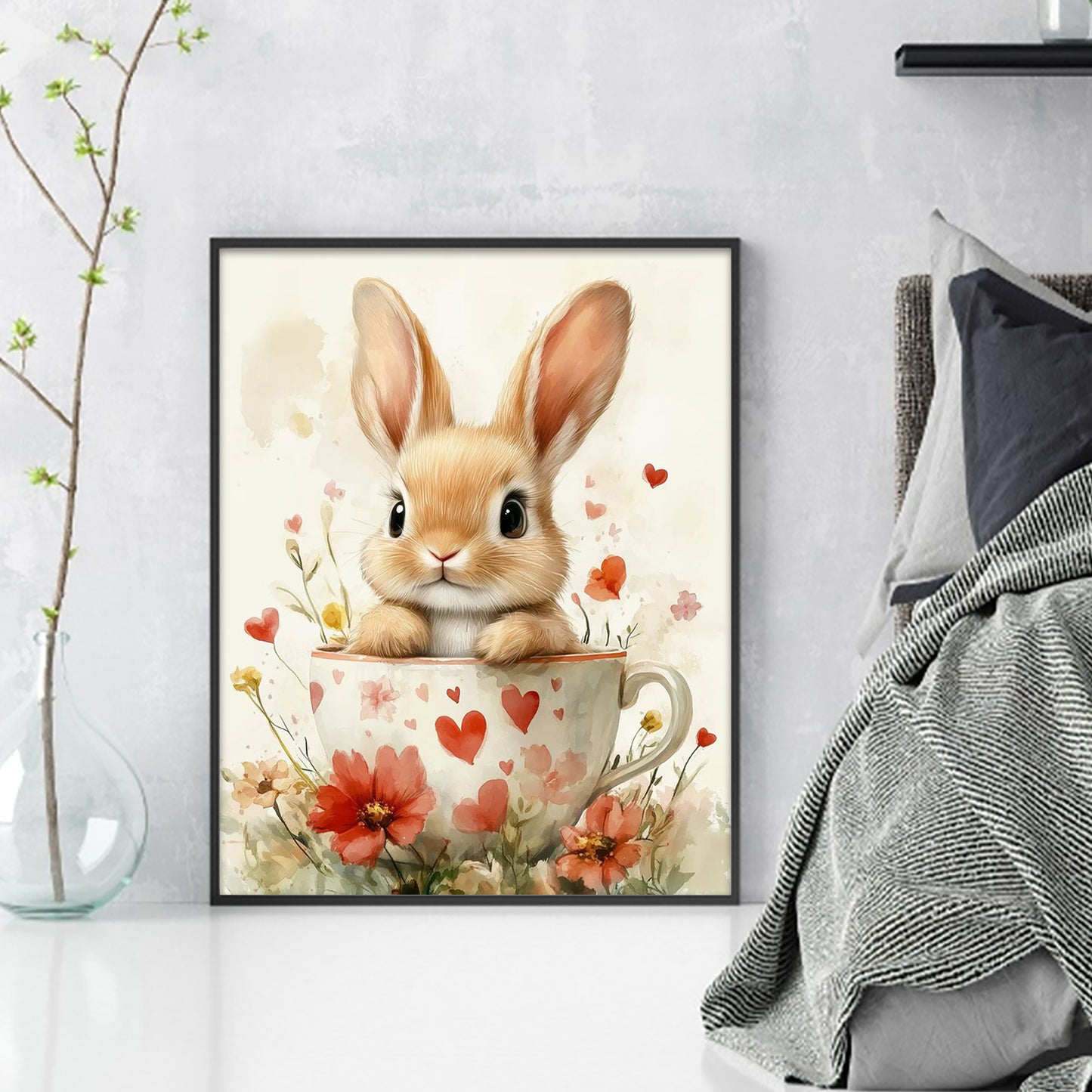 Rabbit - Full 11CT Stamped Cross Stitch 40x50CM - Huacan
