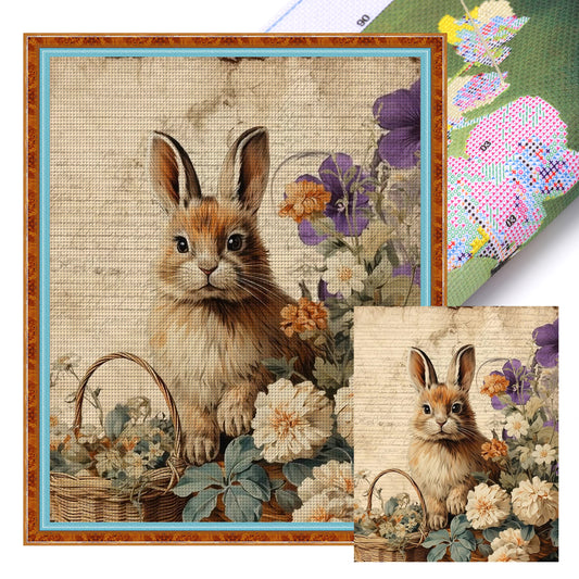 Rabbit - Full 11CT Stamped Cross Stitch 40x50CM - Huacan
