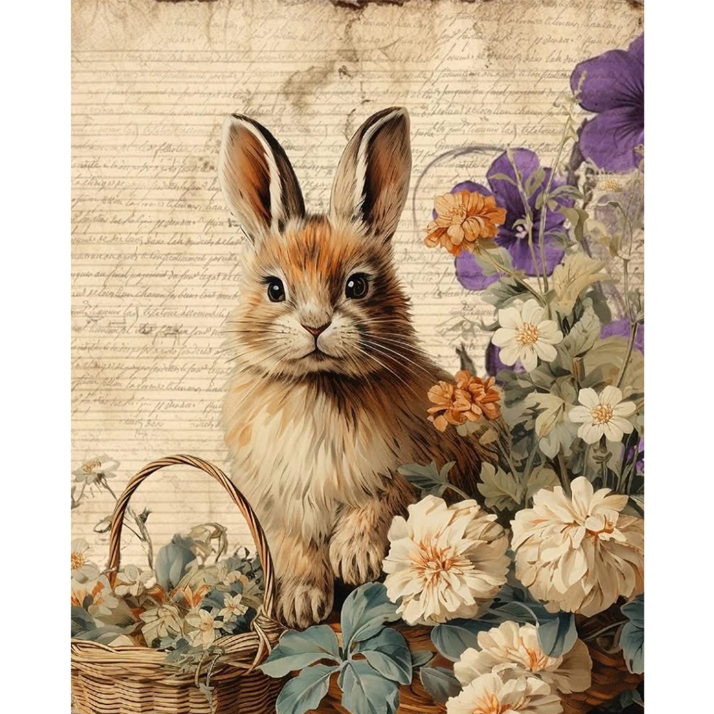 Rabbit - Full 11CT Stamped Cross Stitch 40x50CM - Huacan