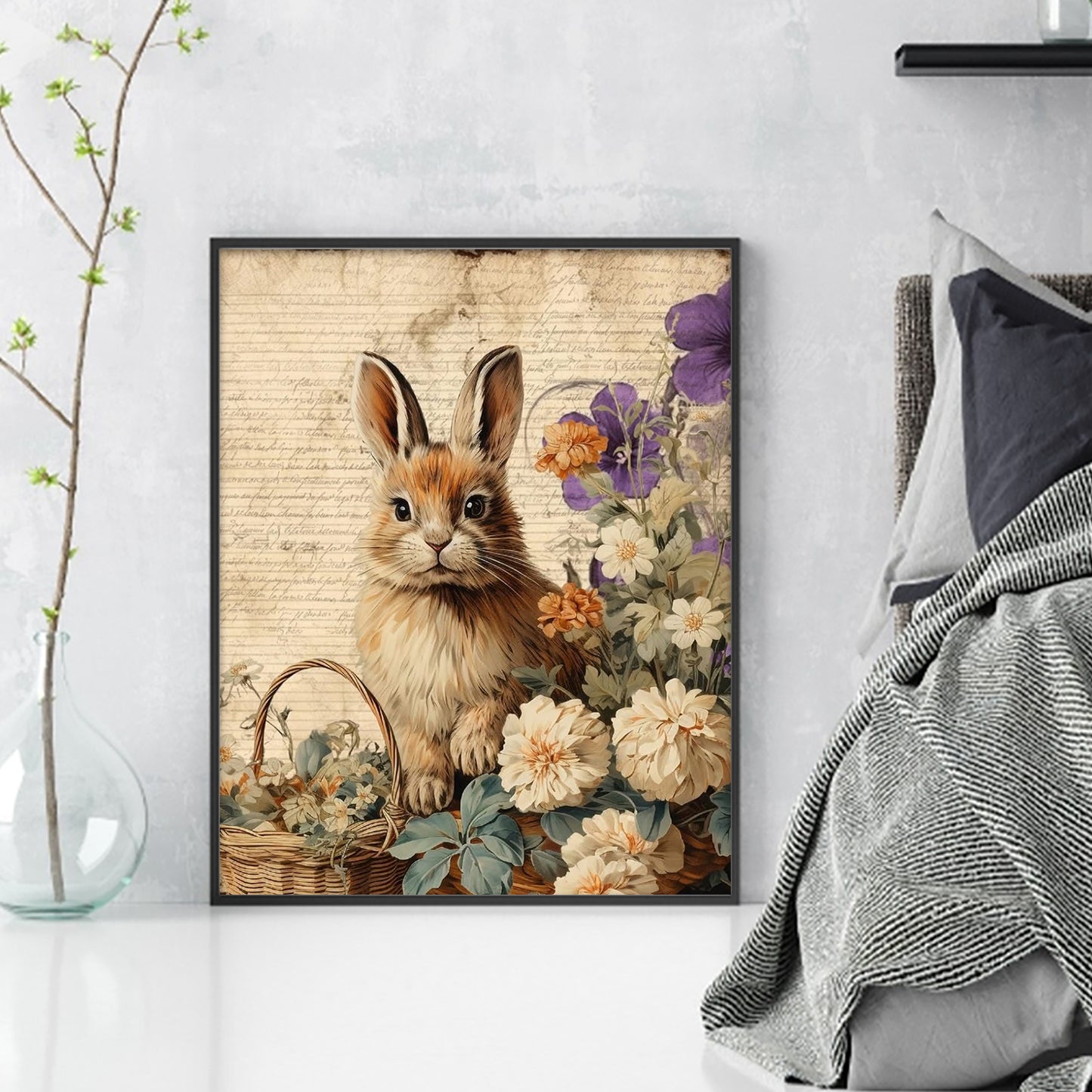 Rabbit - Full 11CT Stamped Cross Stitch 40x50CM - Huacan