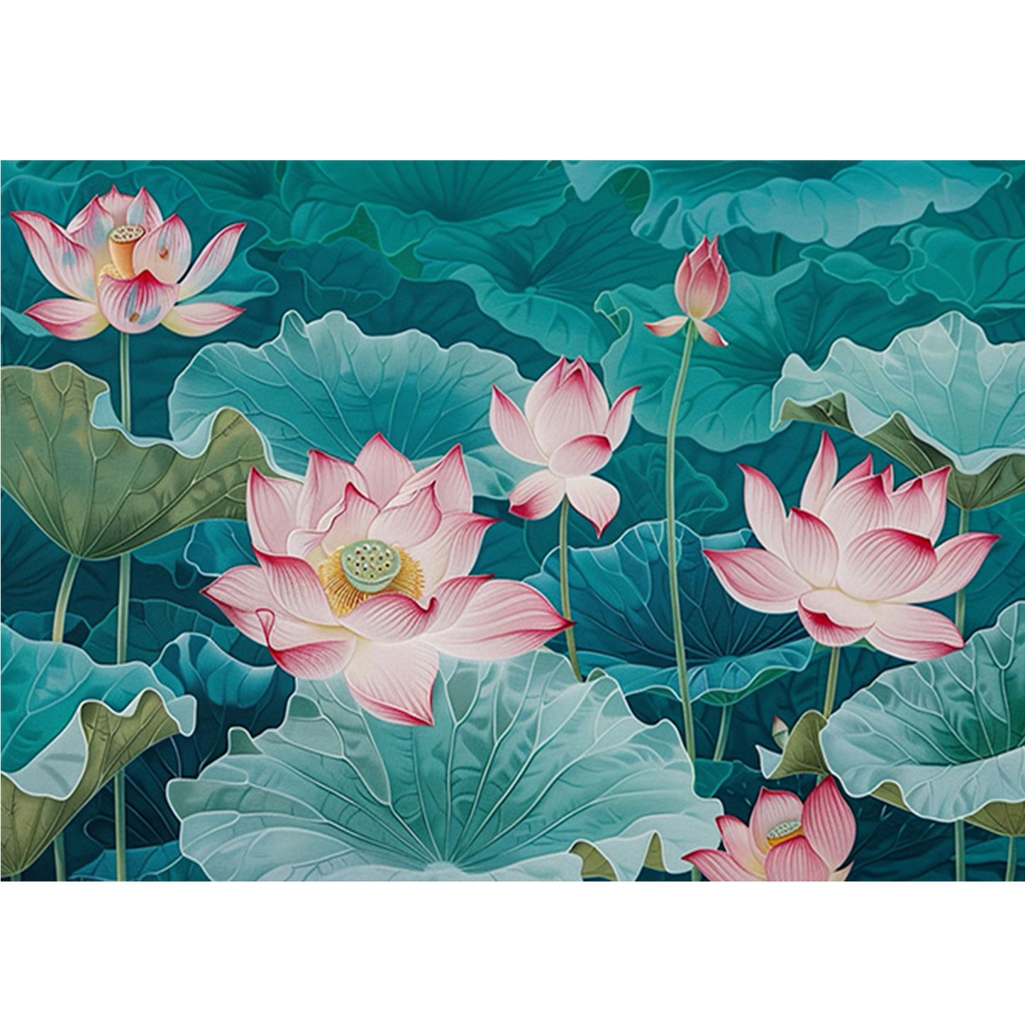 Lotus - Full 11CT Stamped Cross Stitch 50x35CM - Huacan