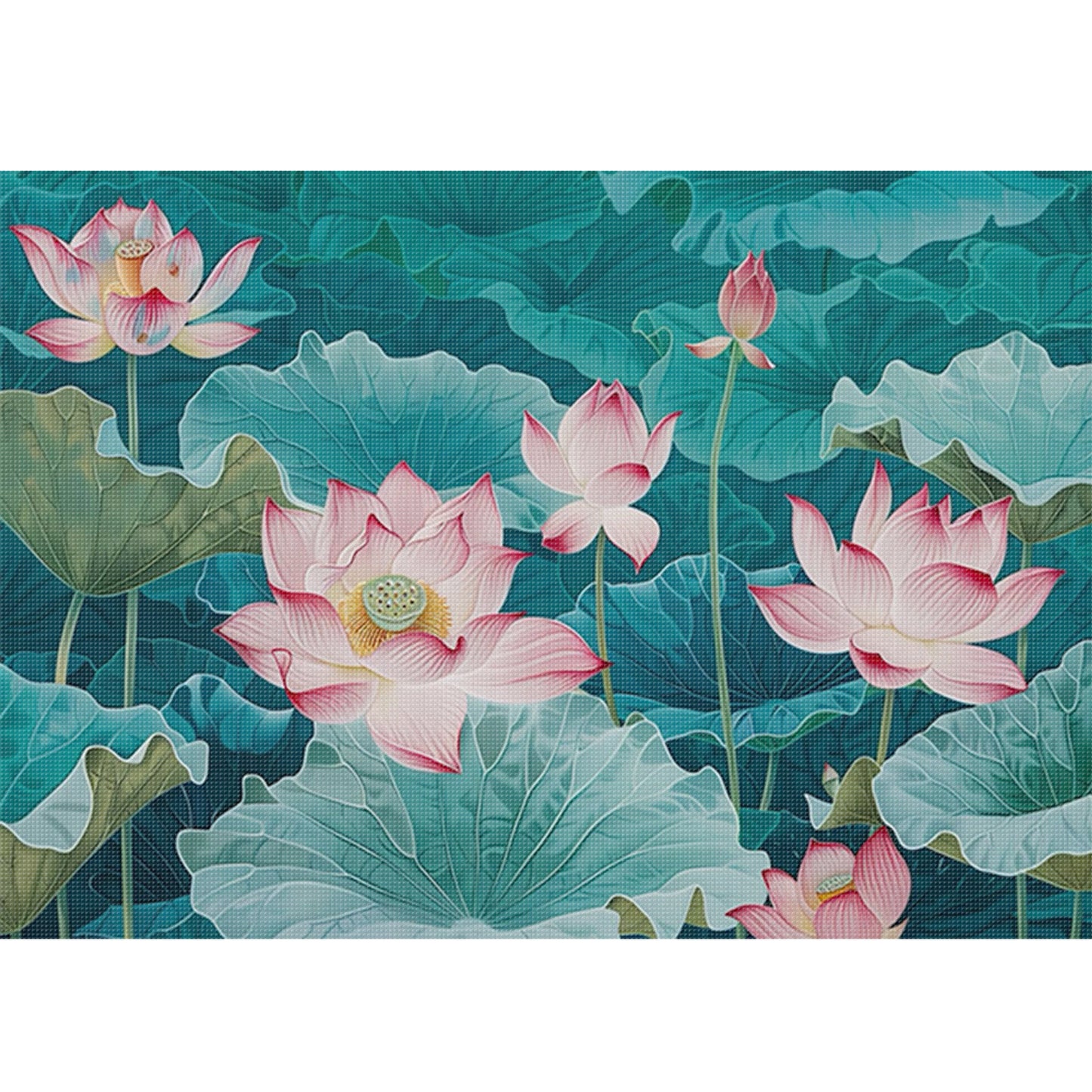 Lotus - Full 11CT Stamped Cross Stitch 50x35CM - Huacan