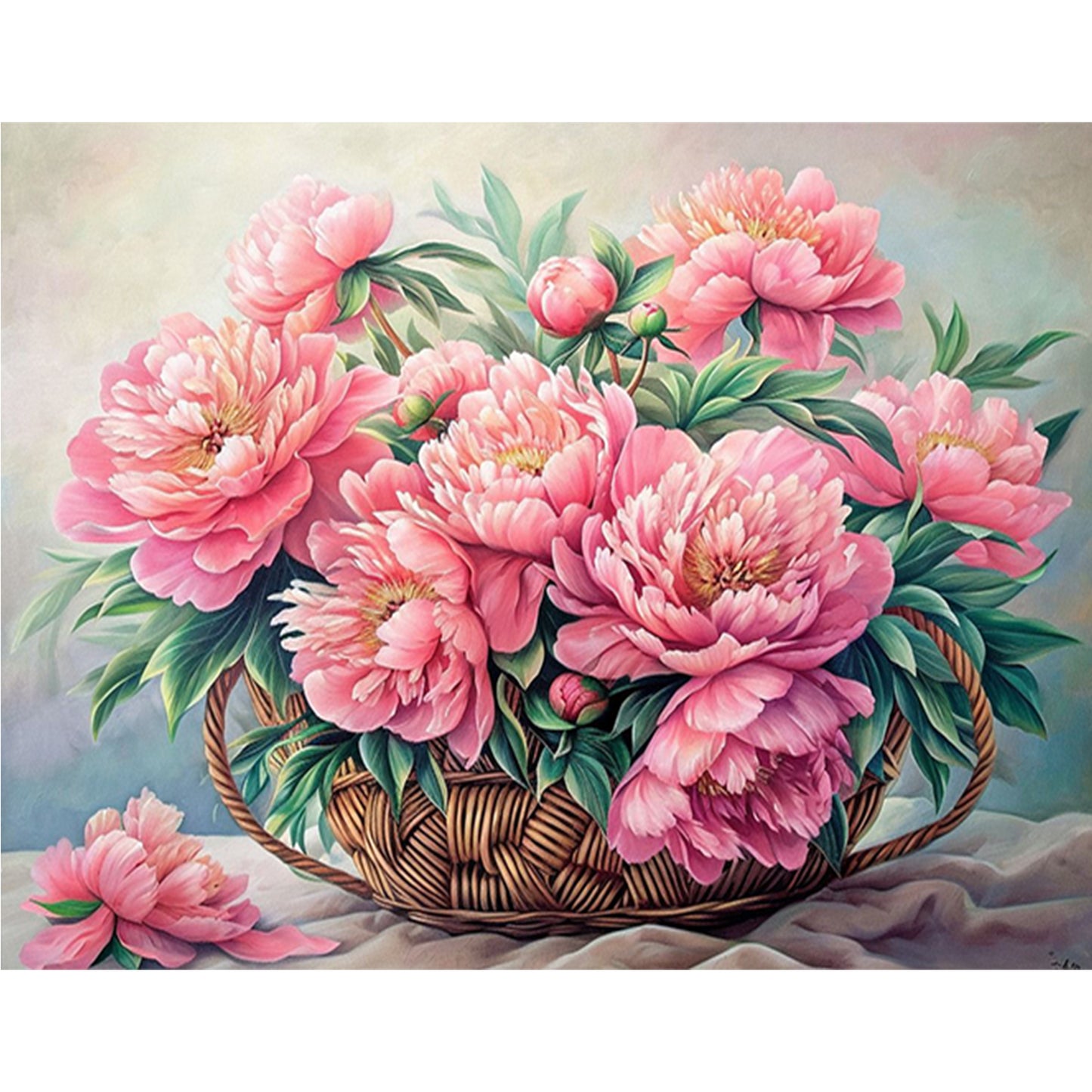 Peony - Full 11CT Stamped Cross Stitch 50x40CM - Huacan