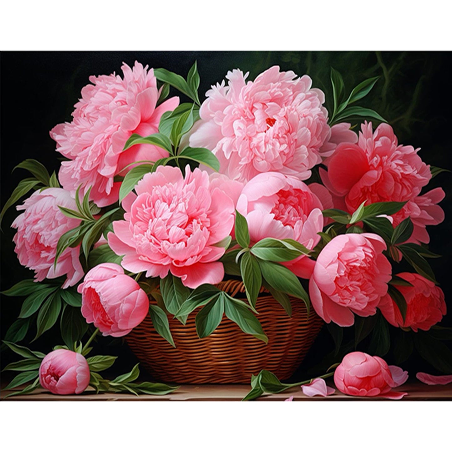 Peony - Full 11CT Stamped Cross Stitch 50x40CM - Huacan