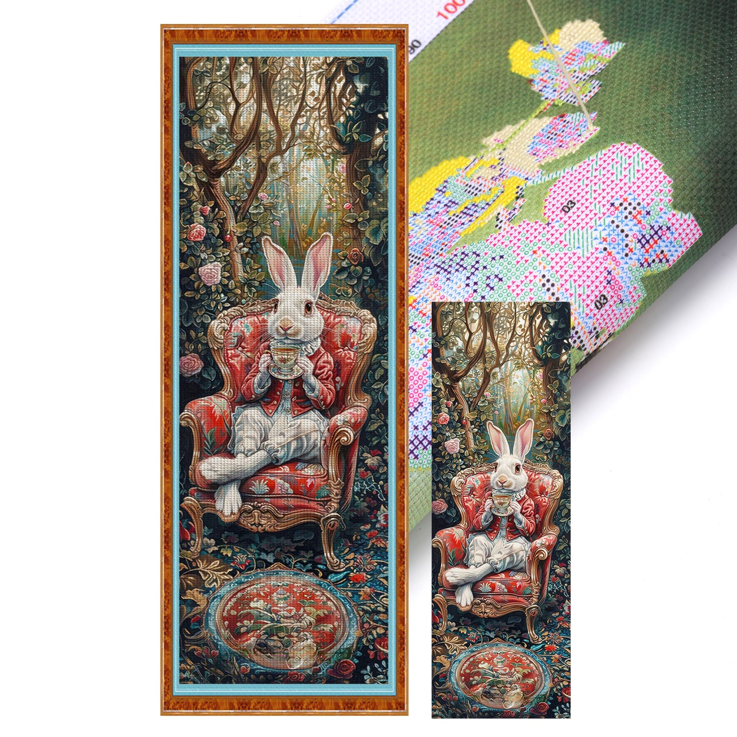 The Rabbit Drinking Tea - Full 11CT Stamped Cross Stitch 30x90CM - Yishu