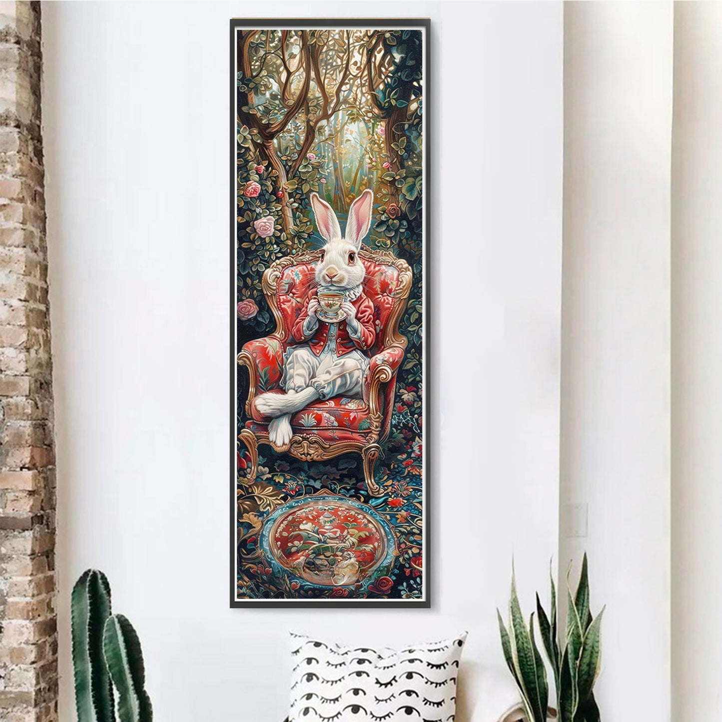 The Rabbit Drinking Tea - Full 11CT Stamped Cross Stitch 30x90CM - Yishu