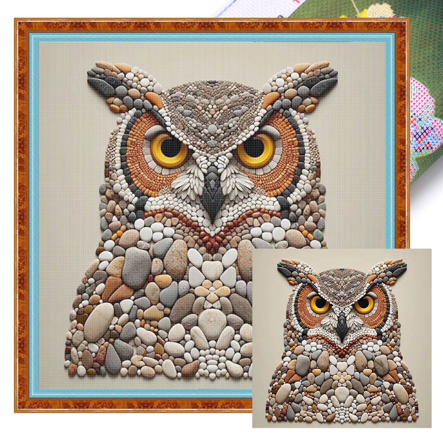 Owl - Full 11CT Stamped Cross Stitch 40x40CM - Yishu
