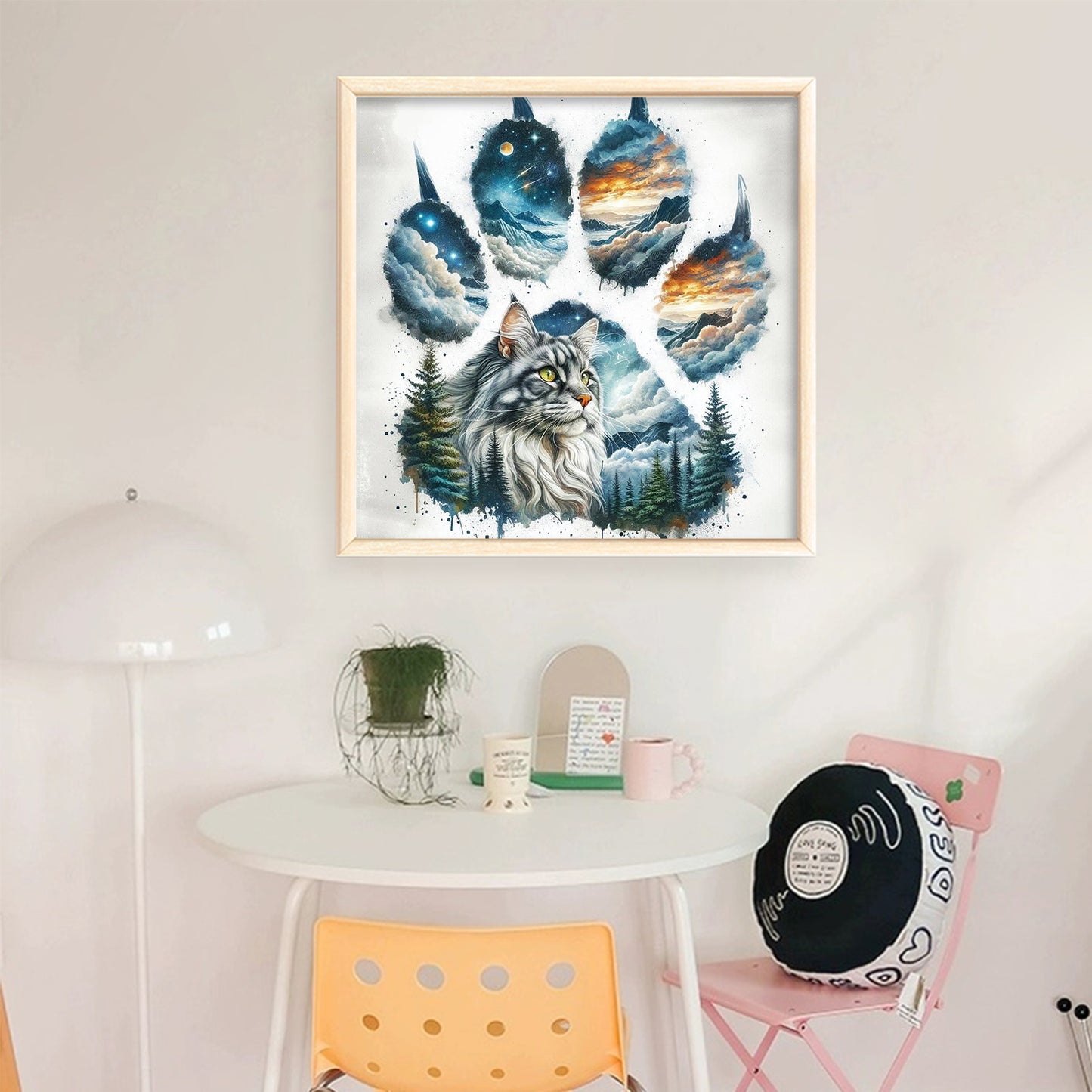 Cat Paw Silhouette - Full 11CT Stamped Cross Stitch 40x40CM - Yishu