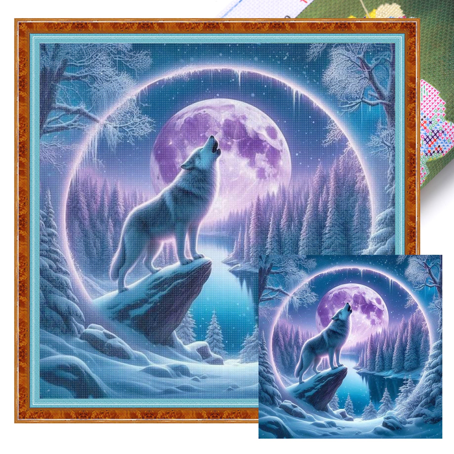 Wolf - Full 11CT Stamped Cross Stitch 40x40CM - Yishu
