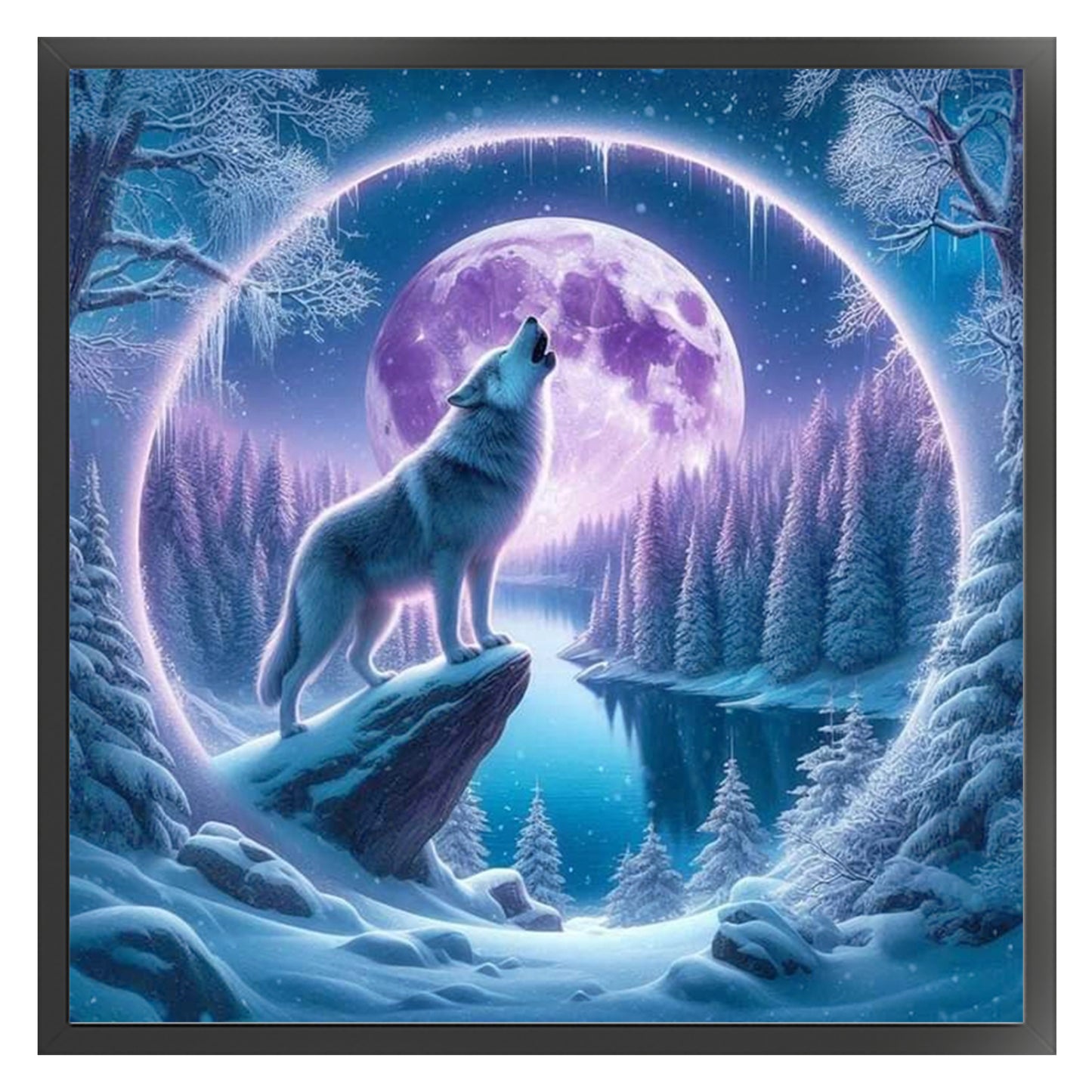 Wolf - Full 11CT Stamped Cross Stitch 40x40CM - Yishu