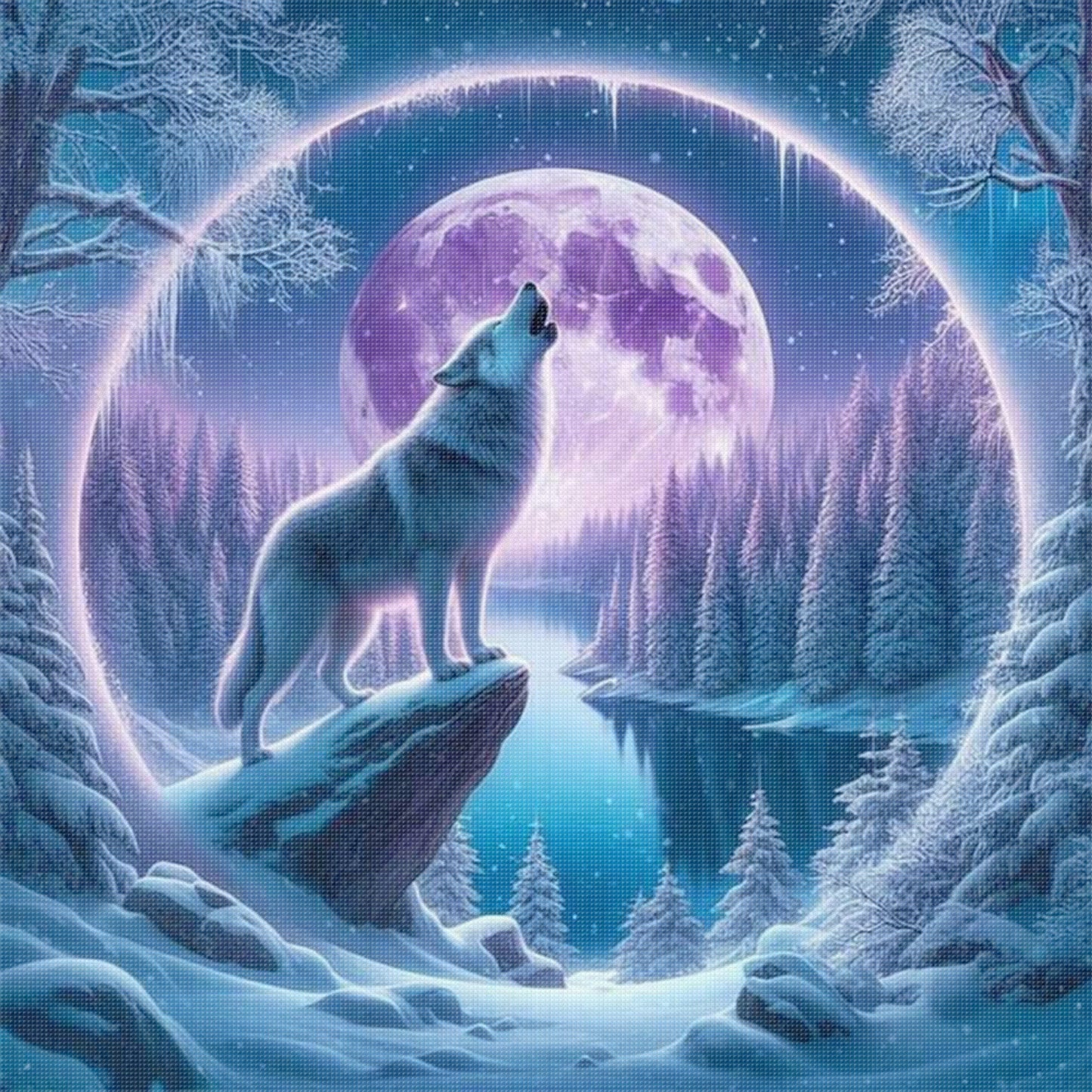 Wolf - Full 11CT Stamped Cross Stitch 40x40CM - Yishu