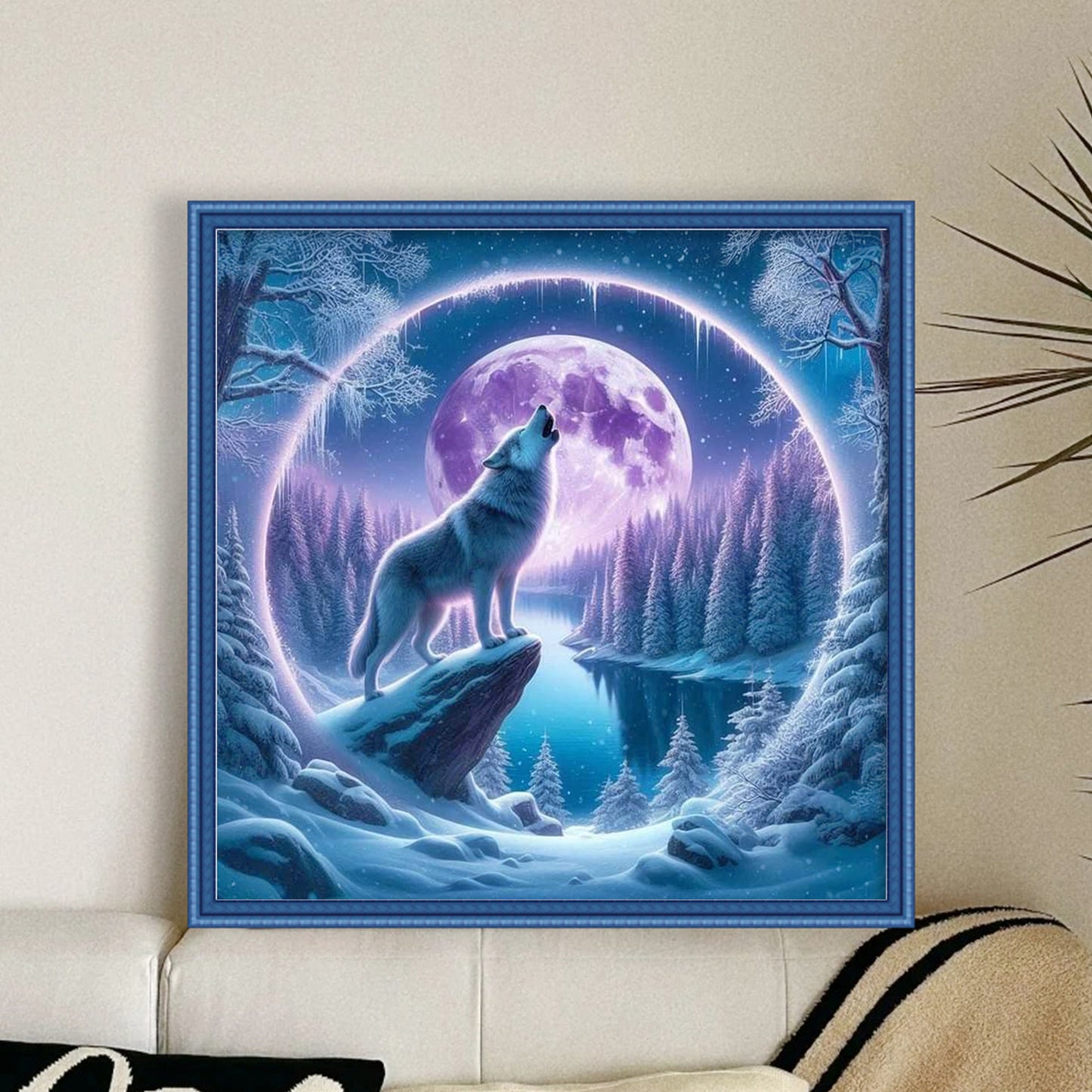 Wolf - Full 11CT Stamped Cross Stitch 40x40CM - Yishu