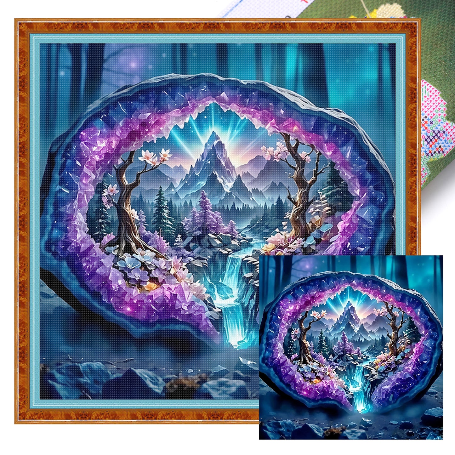 Amethyst Landscape - Full 11CT Stamped Cross Stitch 45x45CM - Yishu