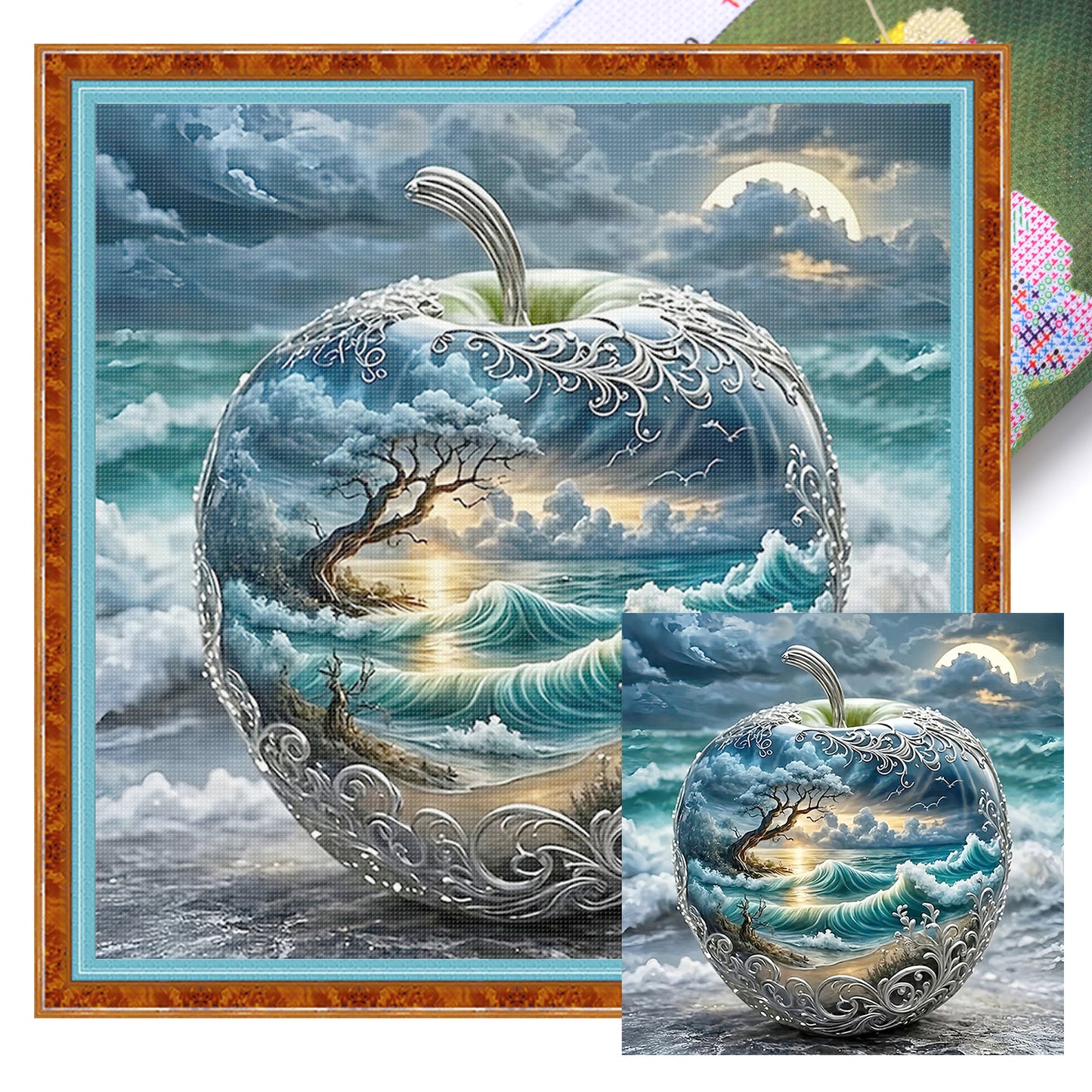 Crystal Apple Landscape - Full 11CT Stamped Cross Stitch 45x45CM - Yishu