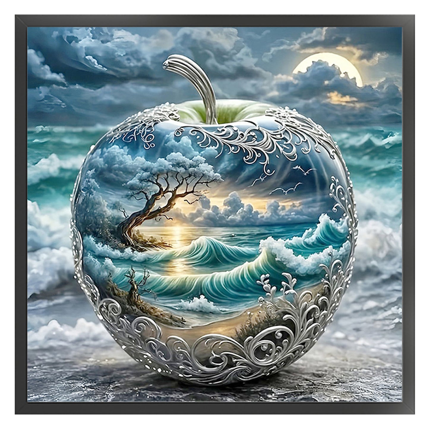 Crystal Apple Landscape - Full 11CT Stamped Cross Stitch 45x45CM - Yishu