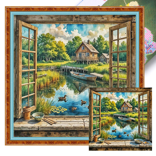 Landschaft – Vollständiges 11CT Stempel-Kreuzstich-Set 45x45CM – Yishu