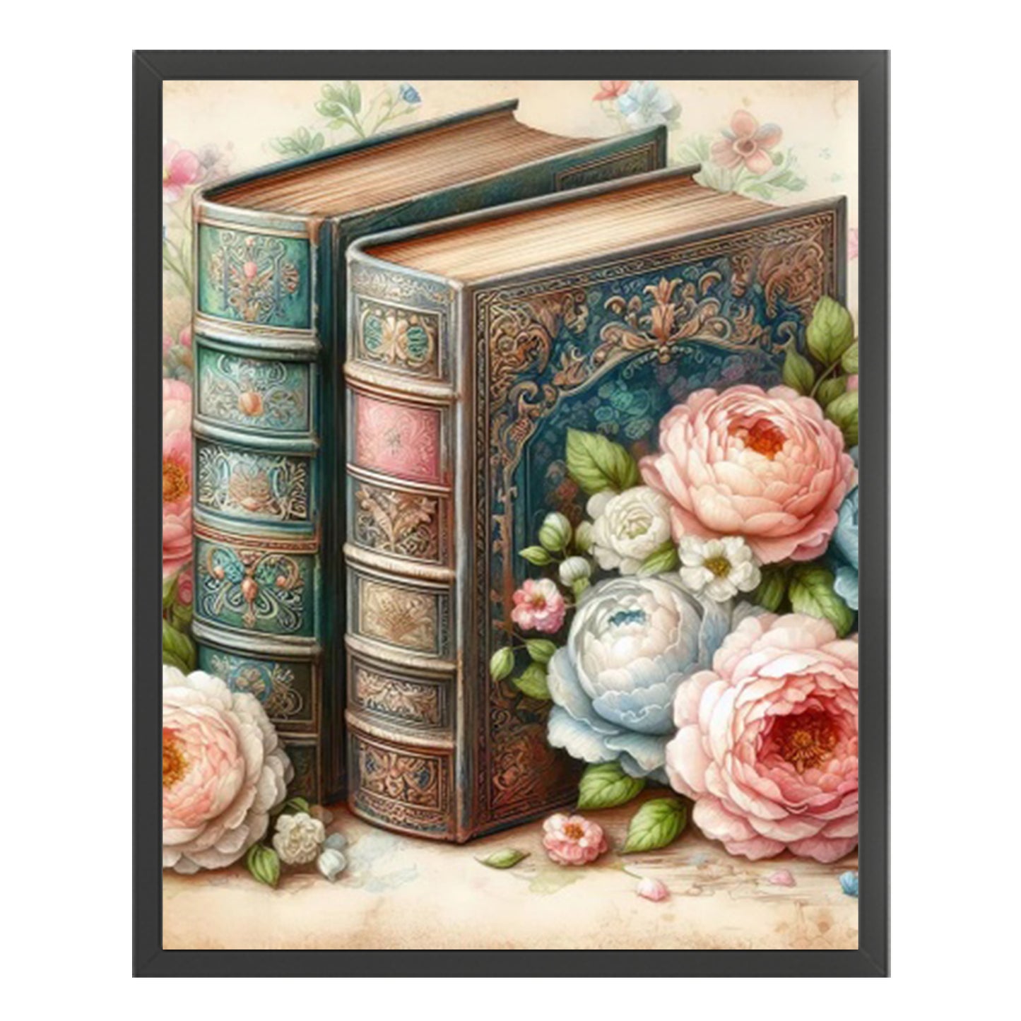 Books And Flowers - Full 16CT Stamped Cross Stitch 40x50CM - Huacan