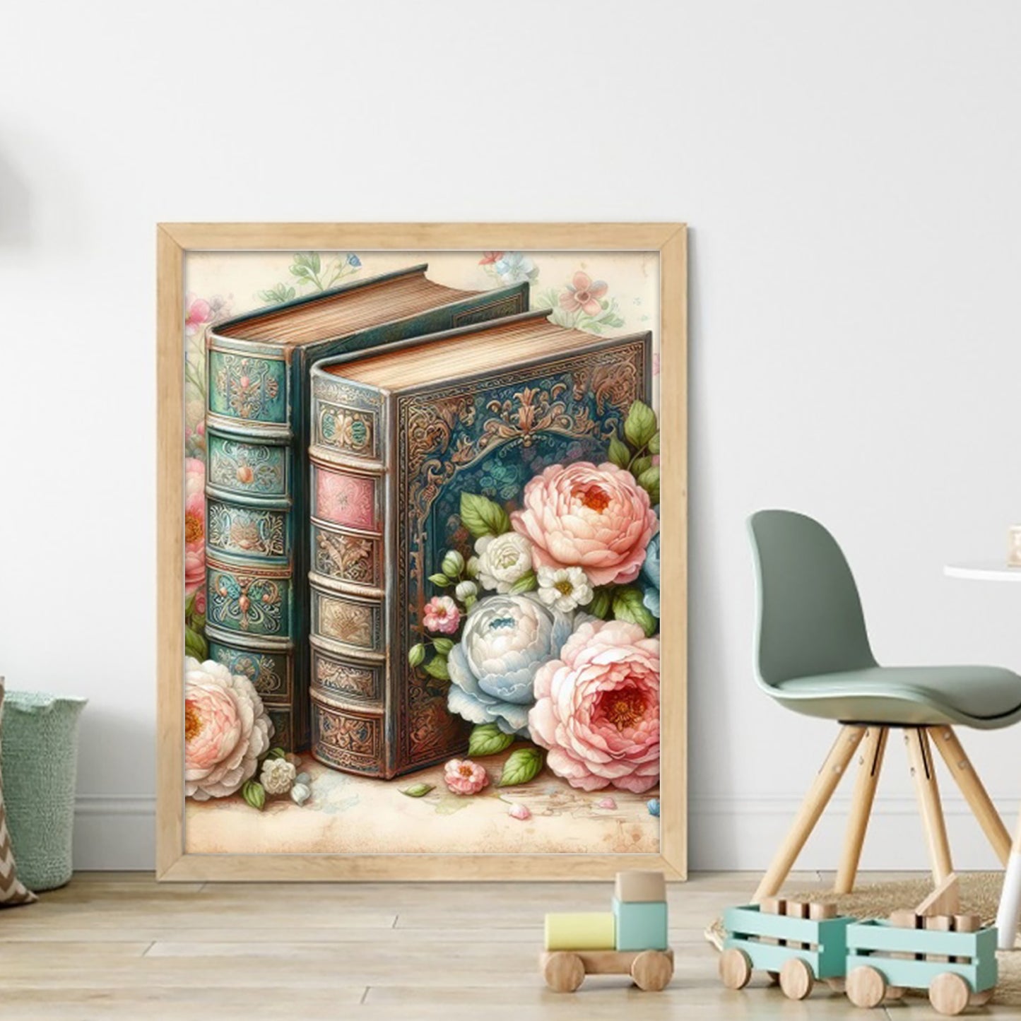 Books And Flowers - Full 16CT Stamped Cross Stitch 40x50CM - Huacan