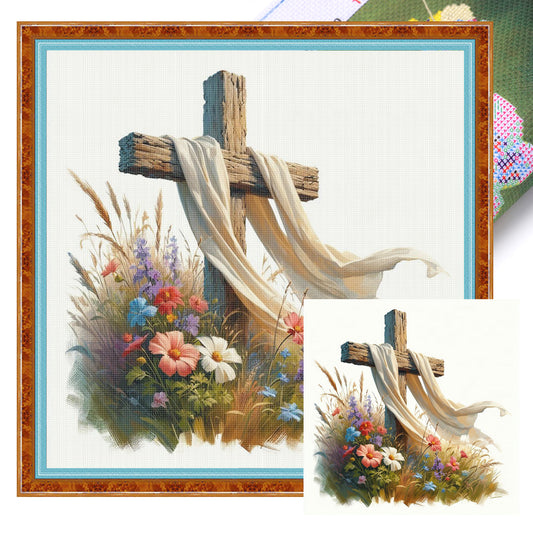 Cross - Full 11CT Stamped Cross Stitch 40x40CM - Yishu