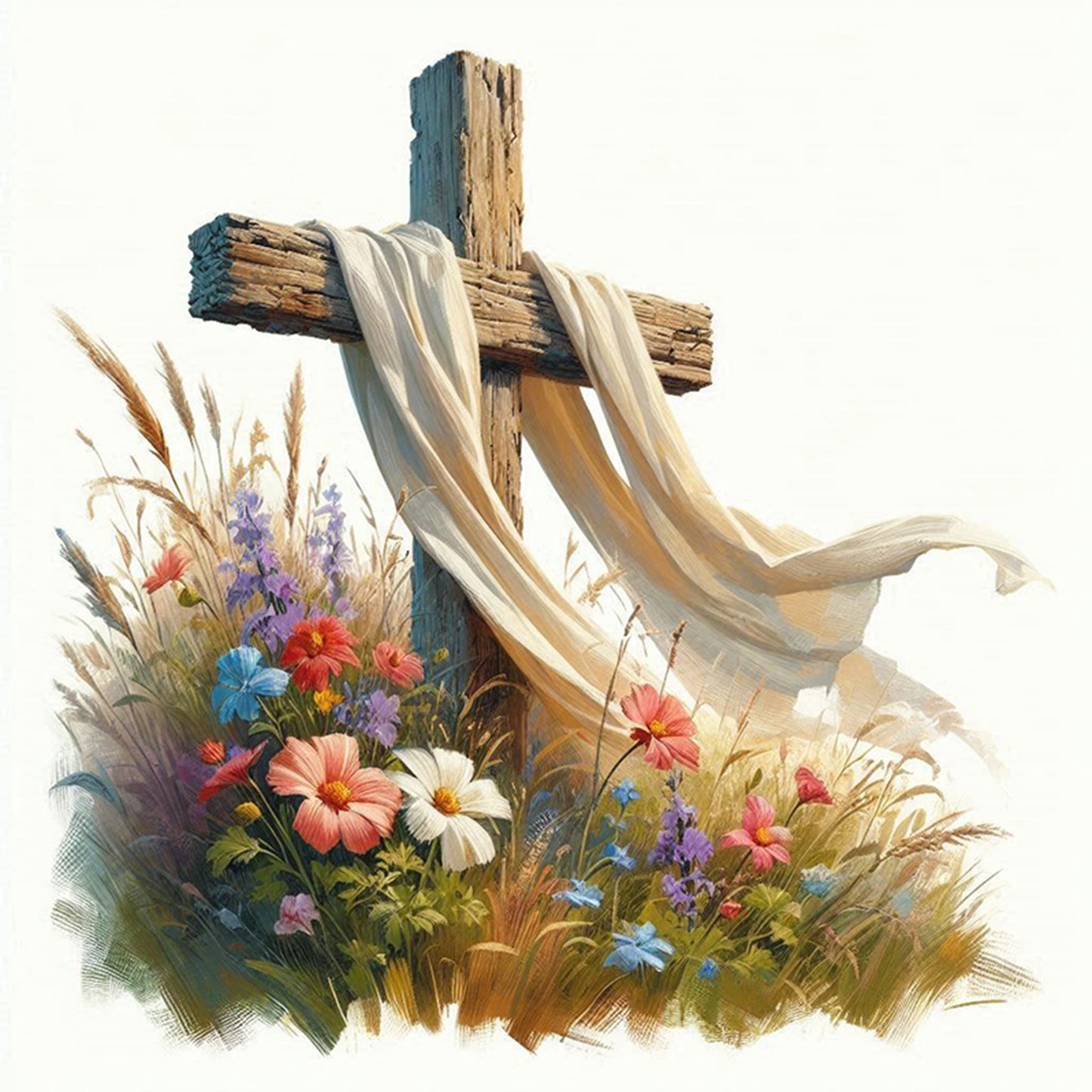 Cross - Full 11CT Stamped Cross Stitch 40x40CM - Yishu