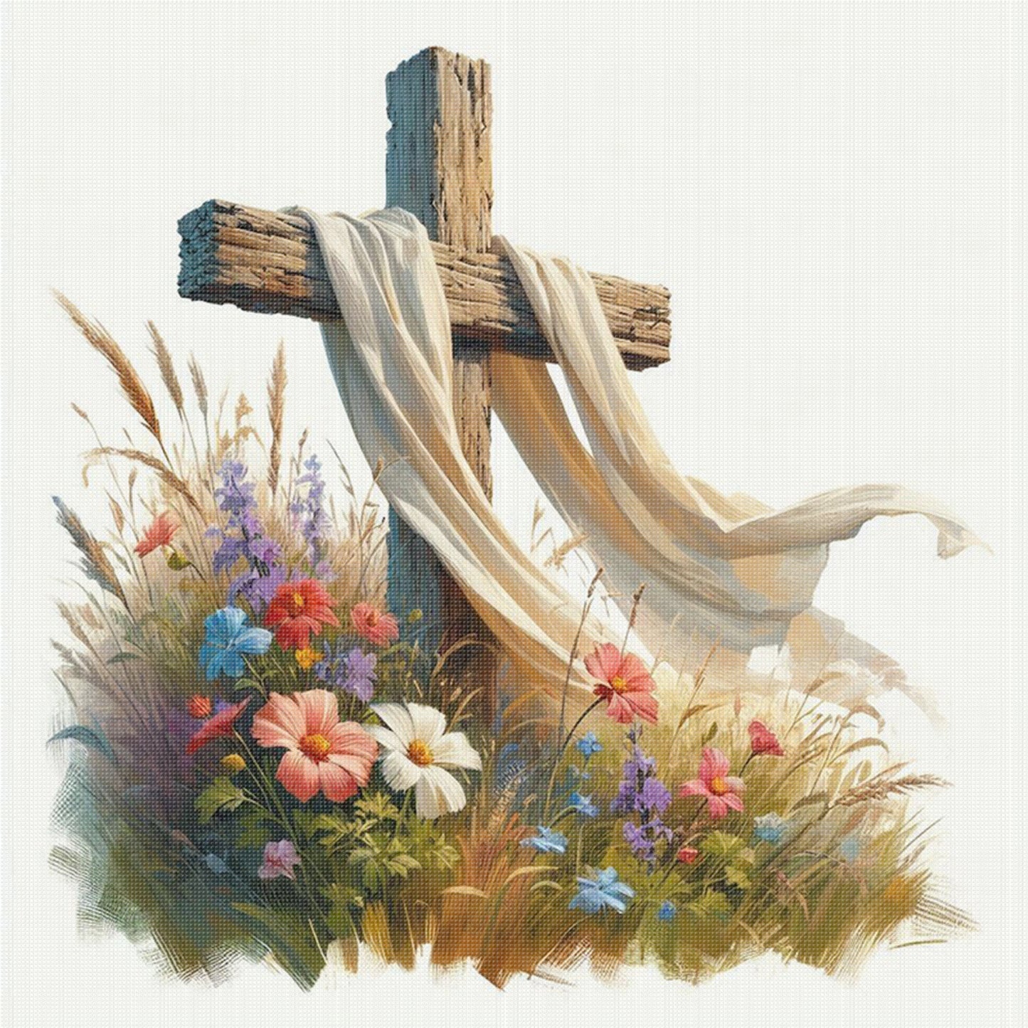 Cross - Full 11CT Stamped Cross Stitch 40x40CM - Yishu