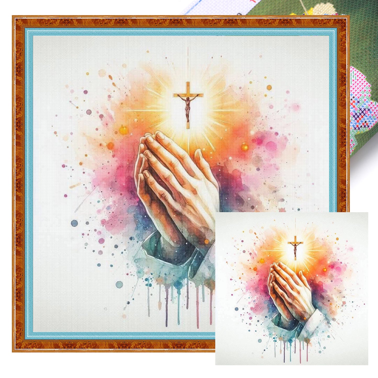 Praying Hands - Full 11CT Stamped Cross Stitch 40x40CM - Yishu