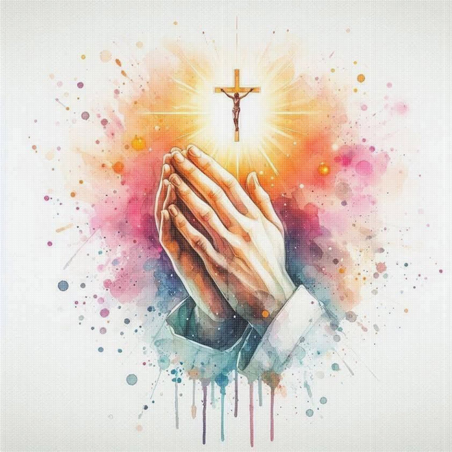 Praying Hands - Full 11CT Stamped Cross Stitch 40x40CM - Yishu