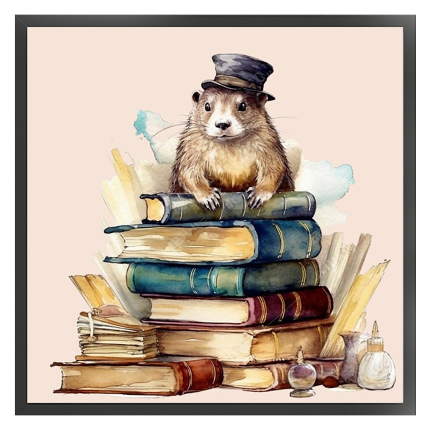 Animals And Books - Full 11CT Stamped Cross Stitch 50x50CM - Yishu