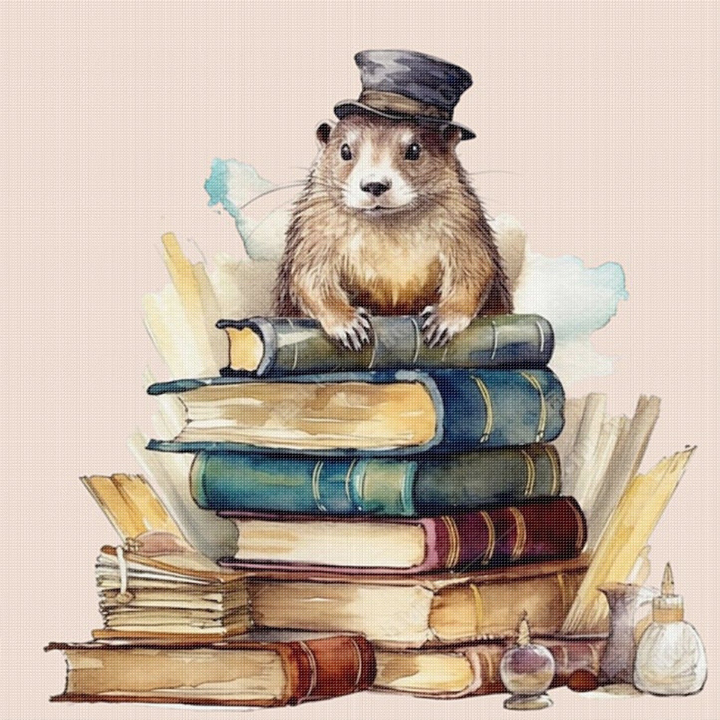 Animals And Books - Full 11CT Stamped Cross Stitch 50x50CM - Yishu