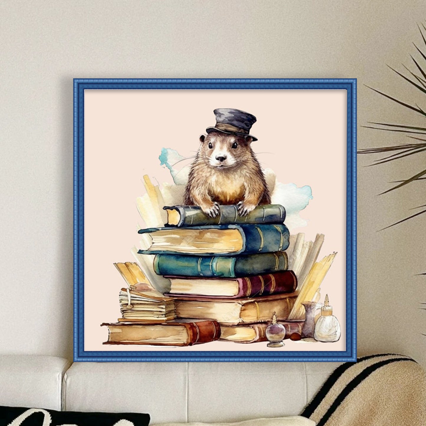 Animals And Books - Full 11CT Stamped Cross Stitch 50x50CM - Yishu