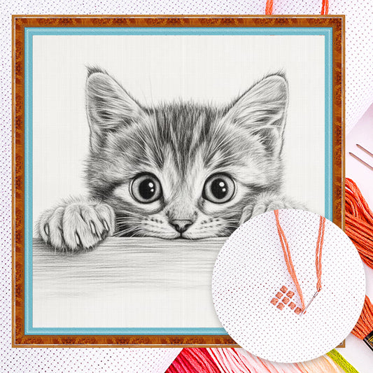 Cat - Full 14CT Counted Cross Stitch 40x40CM - Yishu