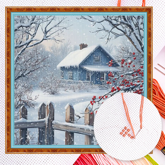 Winter Cabin - Full 14CT Counted Cross Stitch 40x40CM - Yishu