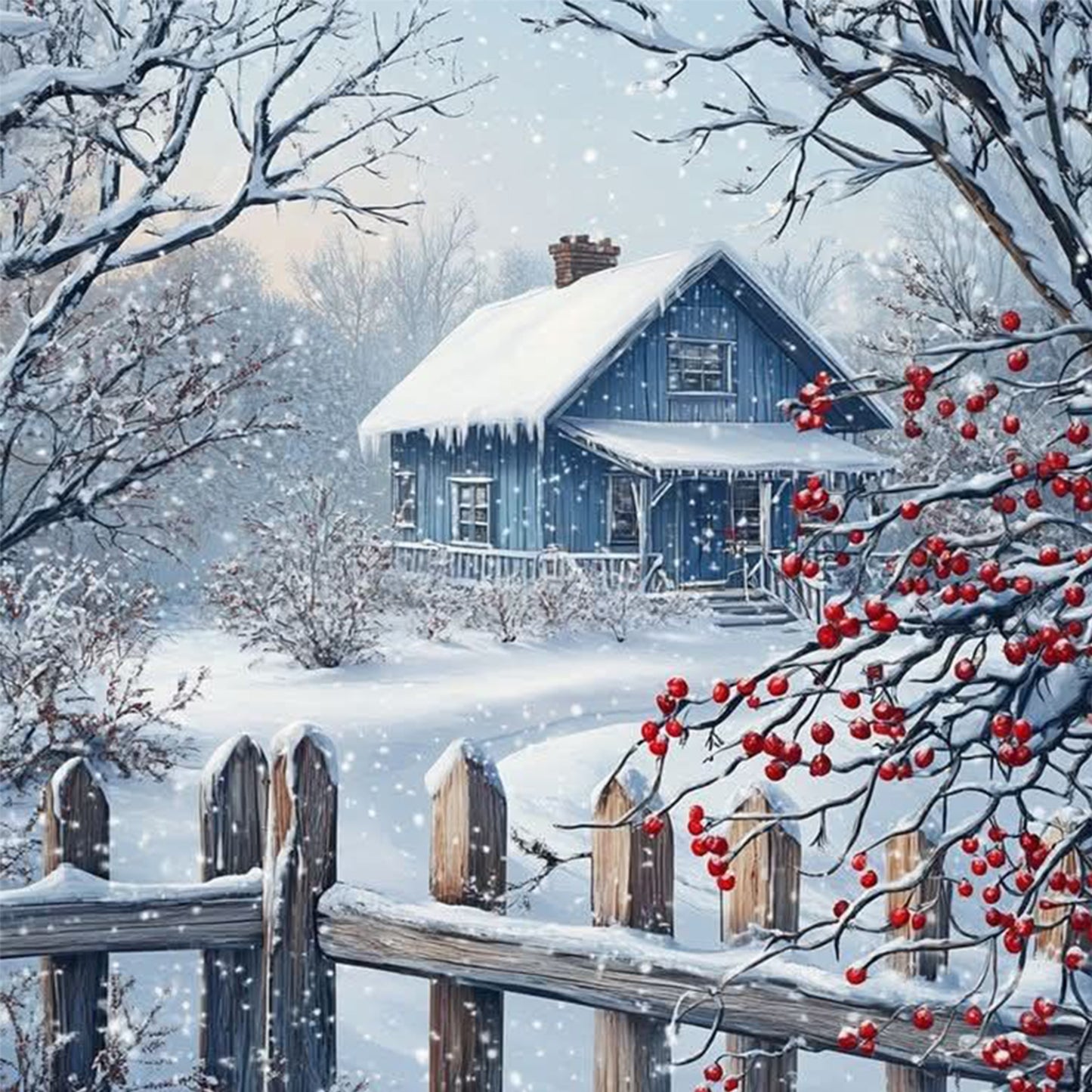 Winter Cabin - Full 14CT Counted Cross Stitch 40x40CM - Yishu