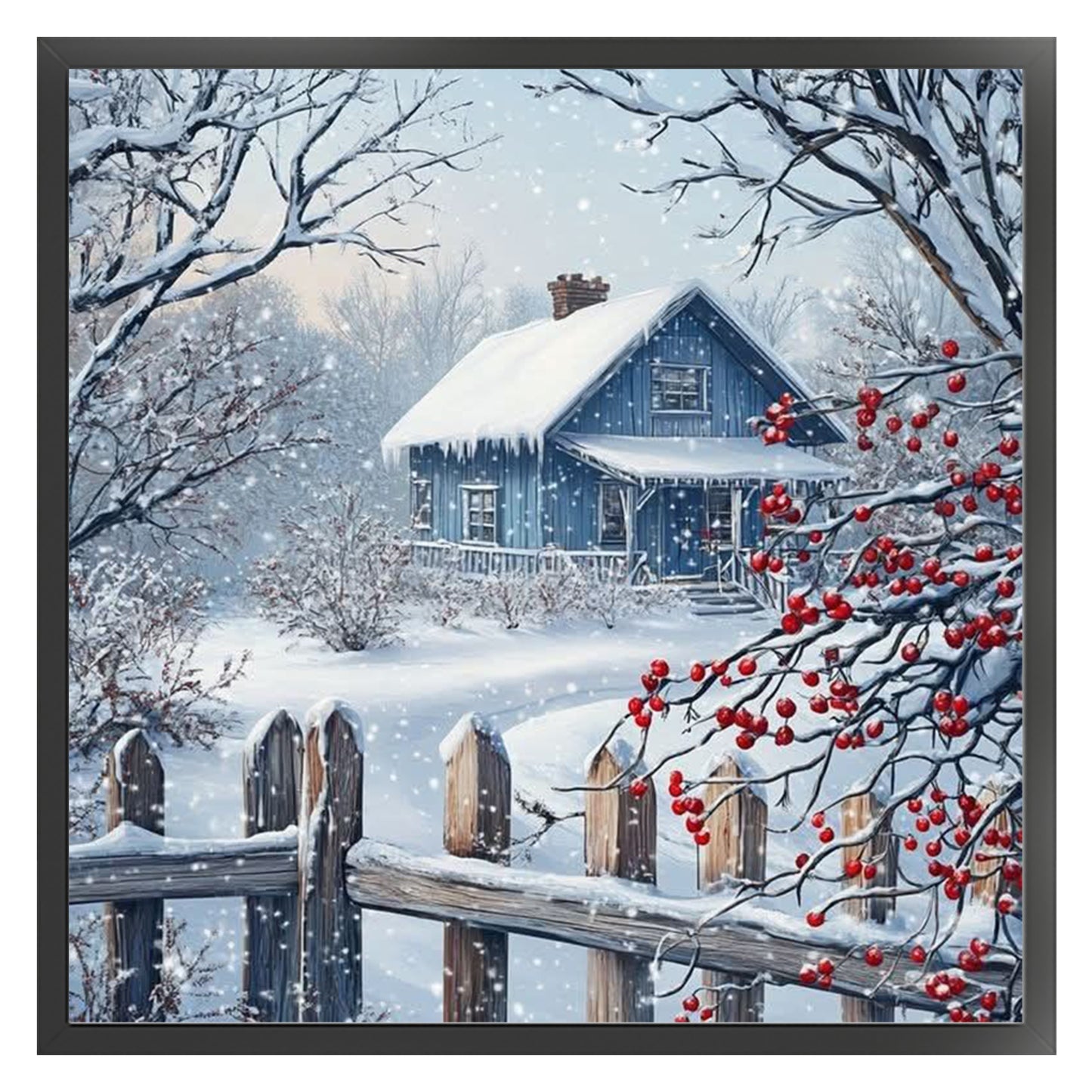 Winter Cabin - Full 14CT Counted Cross Stitch 40x40CM - Yishu