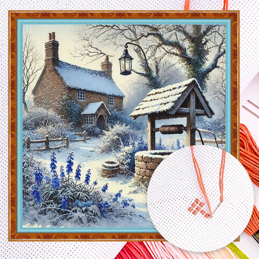 Winter Cabin - Full 14CT Counted Cross Stitch 40x40CM - Yishu