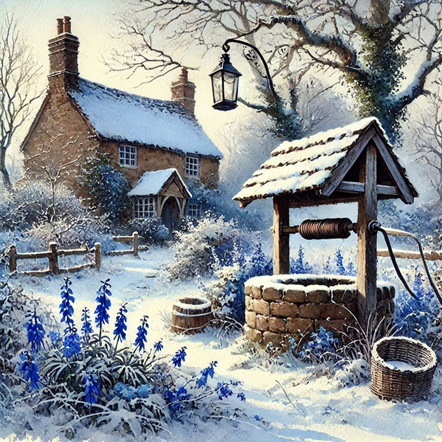 Winter Cabin - Full 14CT Counted Cross Stitch 40x40CM - Yishu
