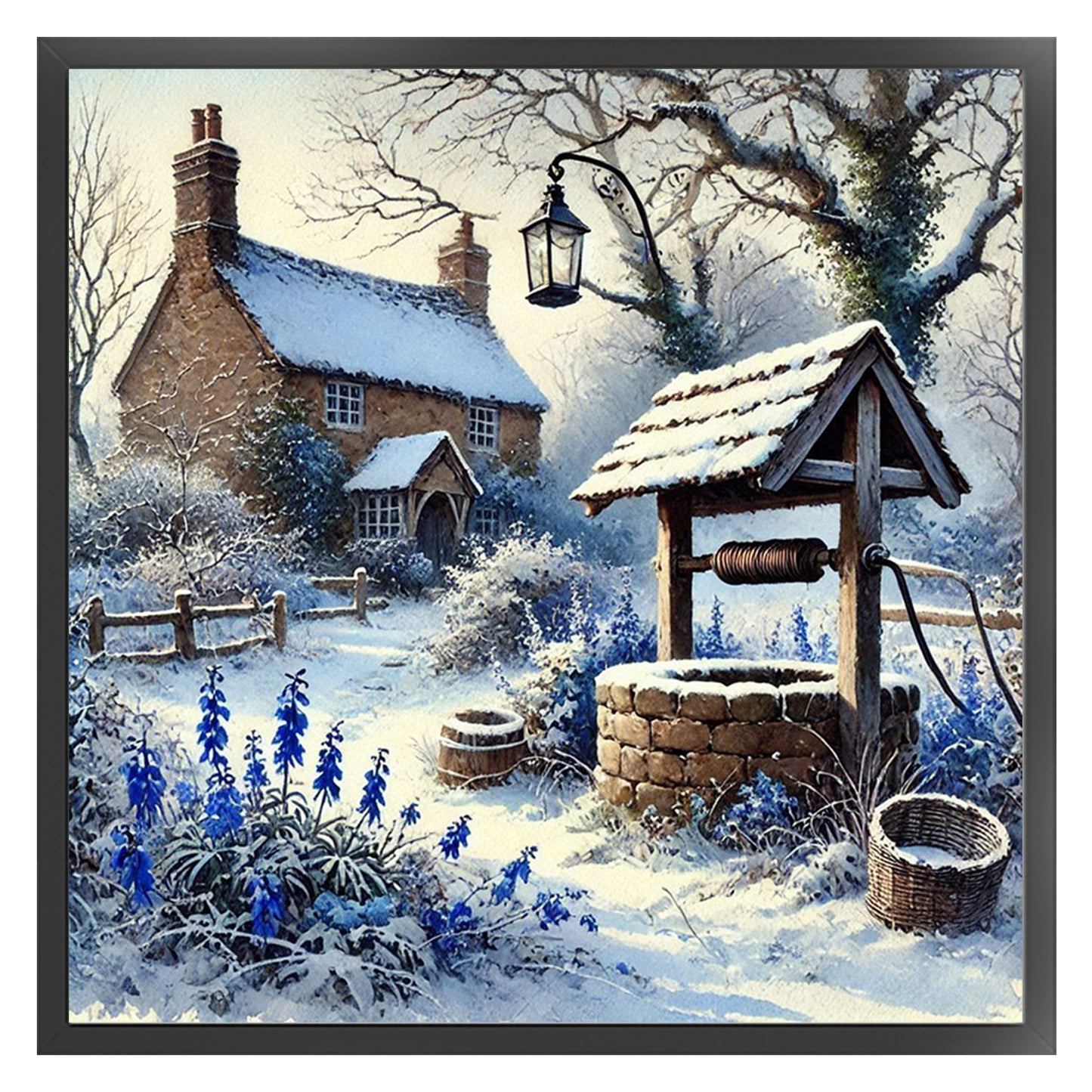 Winter Cabin - Full 14CT Counted Cross Stitch 40x40CM - Yishu