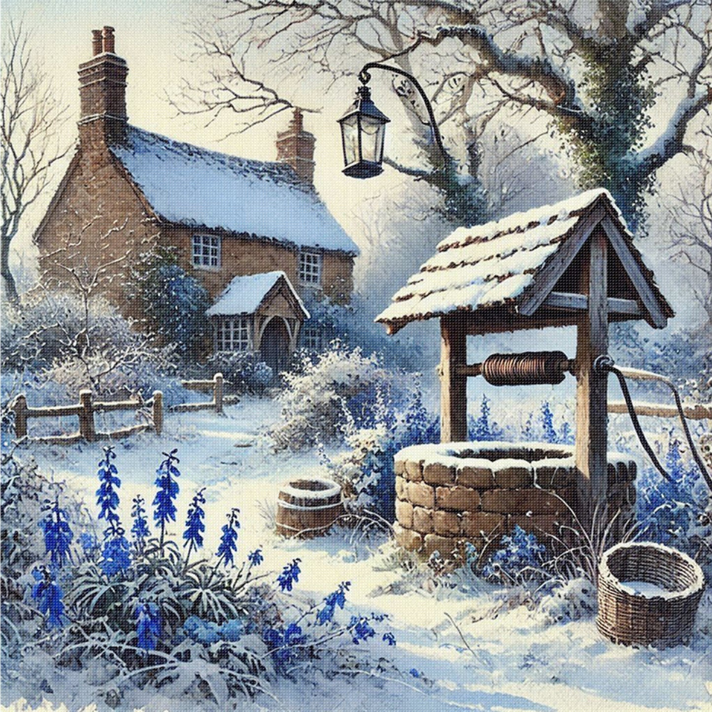 Winter Cabin - Full 14CT Counted Cross Stitch 40x40CM - Yishu
