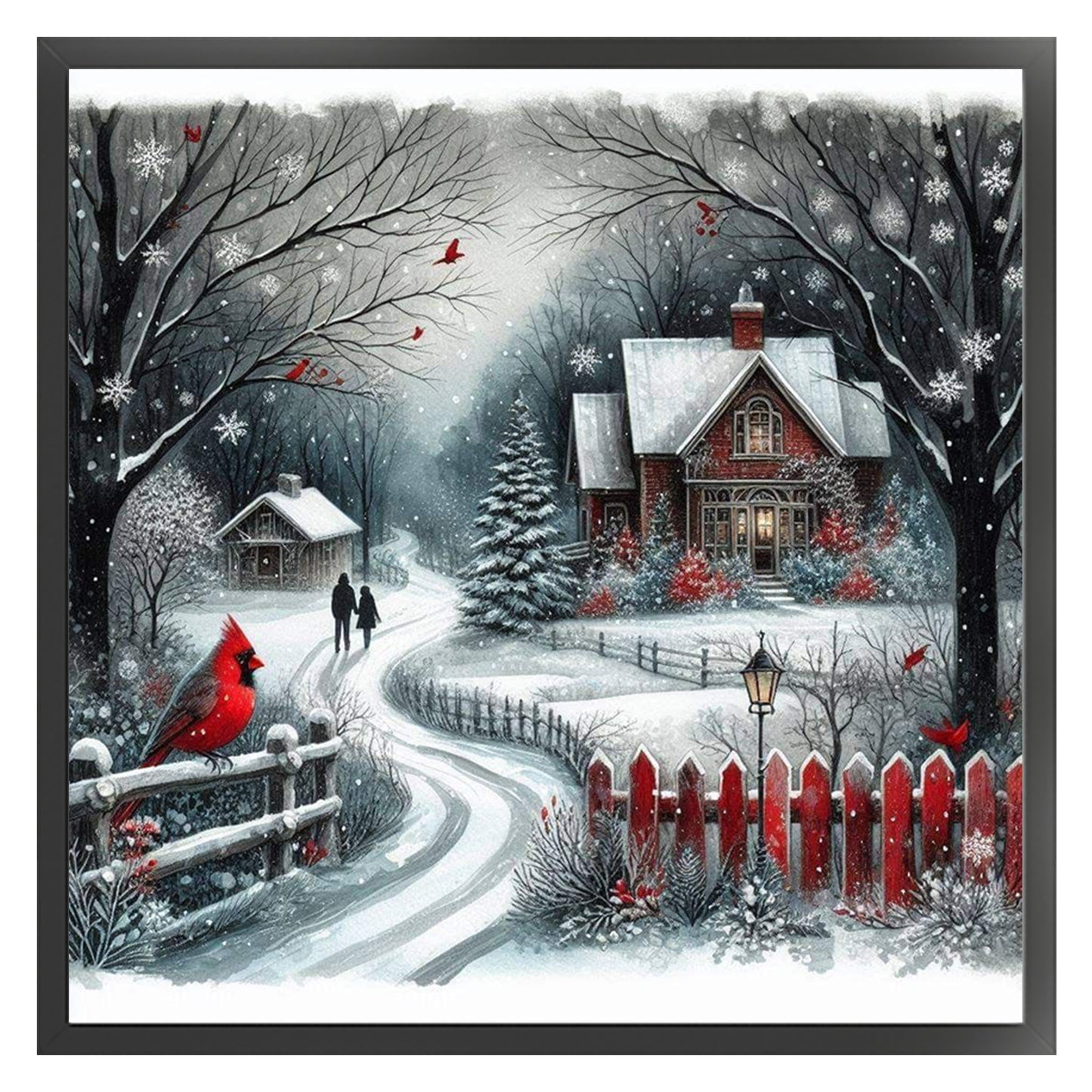 Winter Cabin - Full 14CT Counted Cross Stitch 40x40CM - Yishu