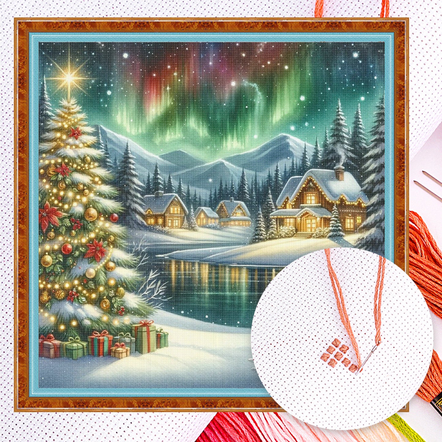 Winter Cabin - Full 14CT Counted Cross Stitch 40x40CM - Yishu